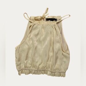 HYFVE Cream Satin Halter Crop Top Medium